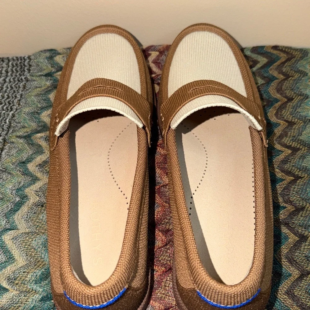 Rothy's women 9 penny loafer flats slip on tan cream business casual comfort New - Picture 4 of 8